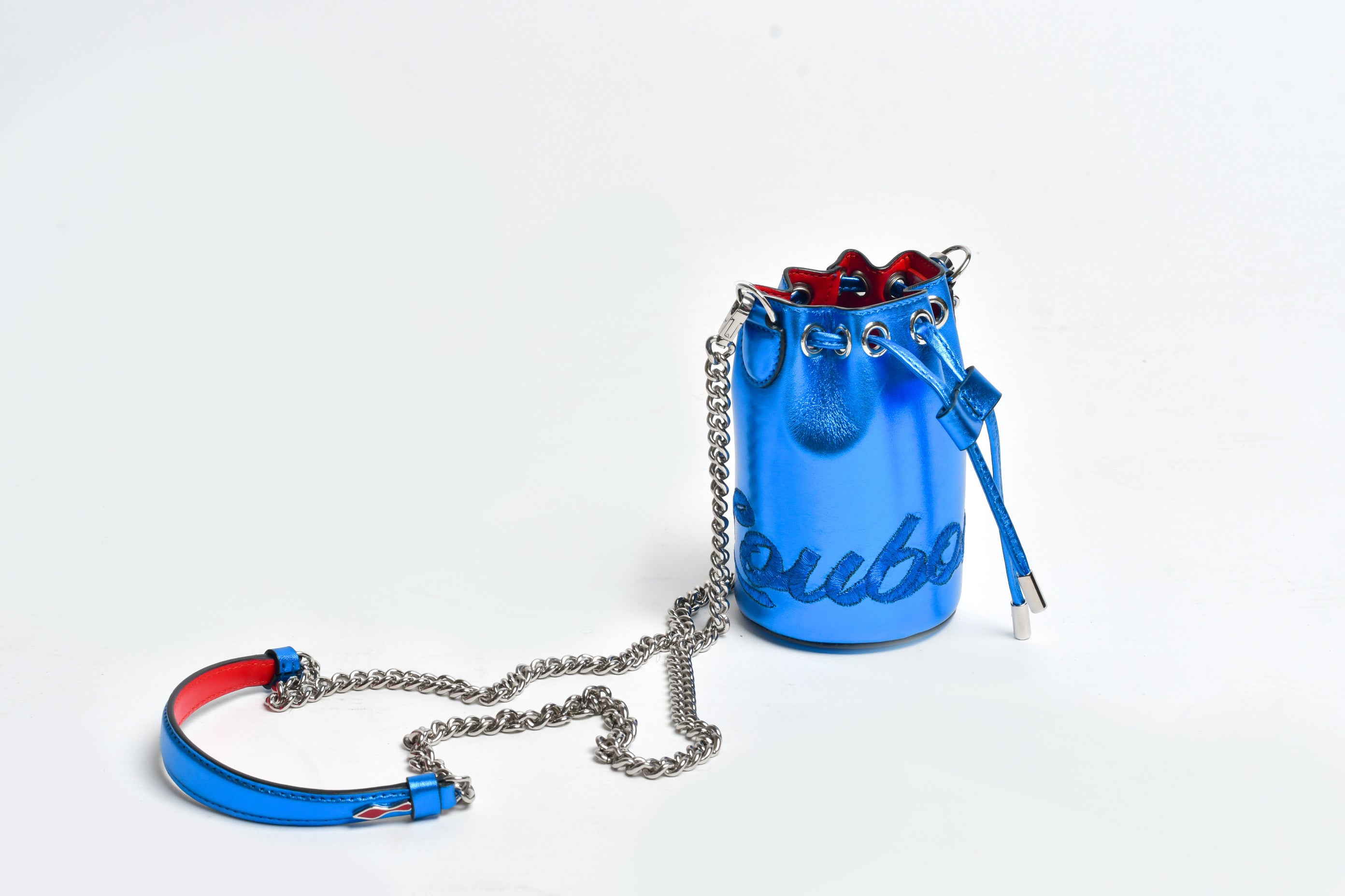 Christian Louboutin Mini Marie Jane Metallic Leather Bucket Bag