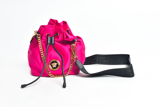 Versace Crossbody Medusa Tribute Chain Nylon Bucket bag