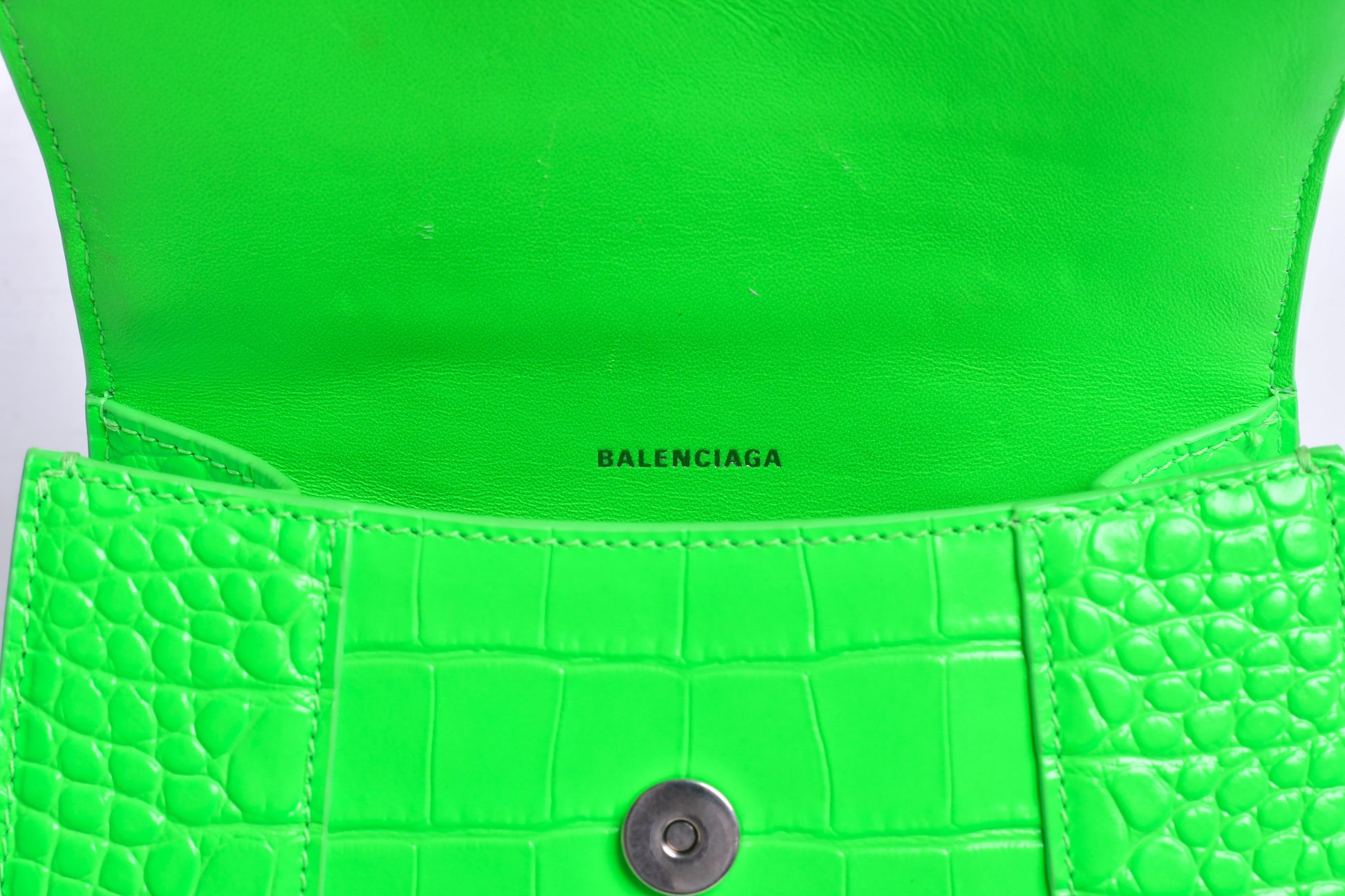 Balenciaga Yellow Smooth Leather Hourglass Xs Top Handle Bag