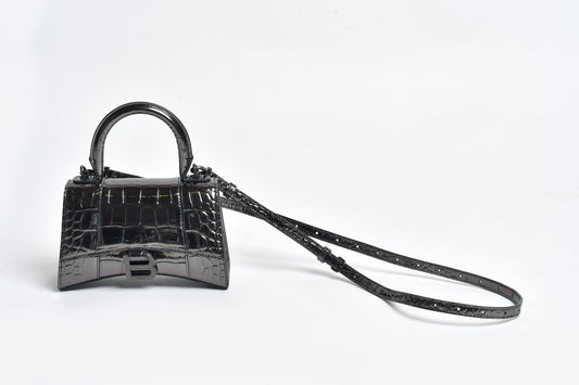 Balenciaga HOURGLASS XS metallized crocodile handbag